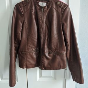 Brown Faux Leather Jacket size M